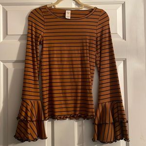 Free People striped bell sleeve top